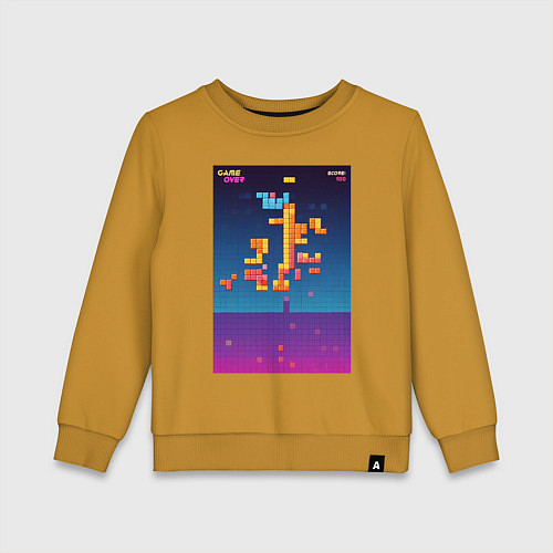 Детский свитшот Синтвейв тетрис / Горчичный – фото 1