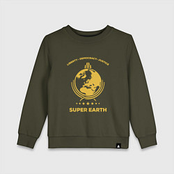 Свитшот хлопковый детский Helldivers: Super Earth, цвет: хаки