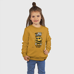 Свитшот хлопковый детский Why bee cause im cool, цвет: горчичный — фото 2