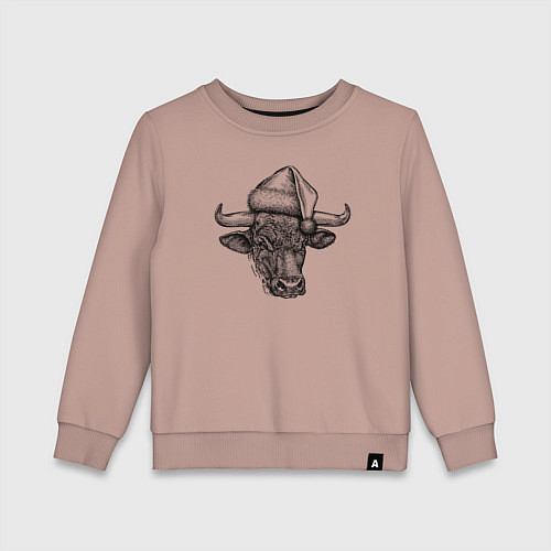 Детский свитшот Бык новогодний / Пыльно-розовый – фото 1