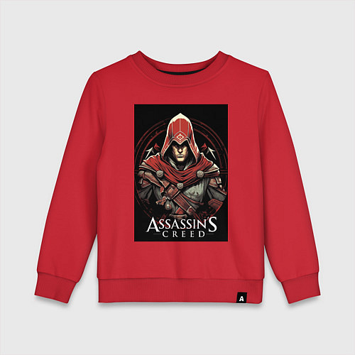 Детский свитшот Assassins creed профиль игрока / Красный – фото 1