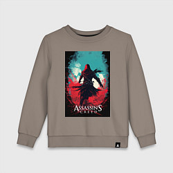 Детский свитшот Assassins creed red blue abstract