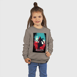 Свитшот хлопковый детский Assassins creed red blue abstract, цвет: утренний латте — фото 2