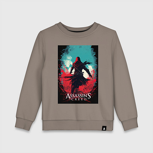 Детский свитшот Assassins creed red blue abstract / Утренний латте – фото 1