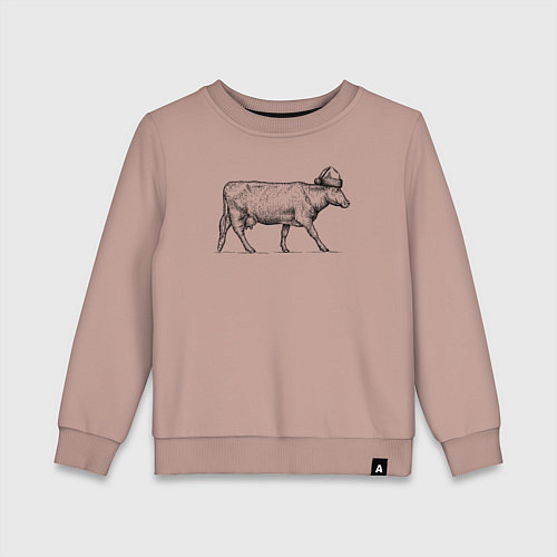Детский свитшот Корова новогодняя / Пыльно-розовый – фото 1