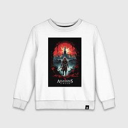 Свитшот хлопковый детский Assassins creed загадочный город, цвет: белый