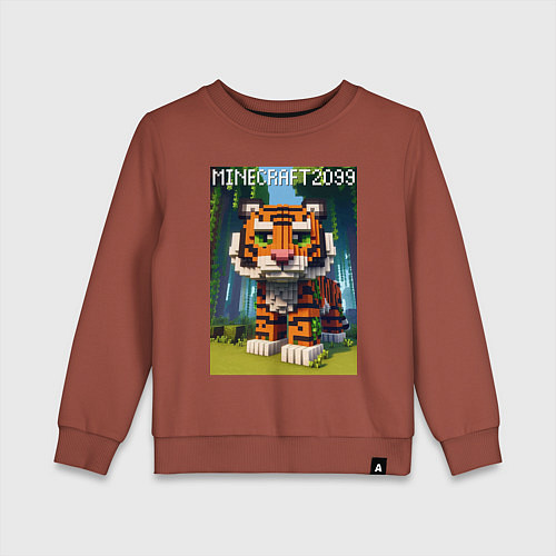 Детский свитшот Funny tiger cub - Minecraft / Кирпичный – фото 1