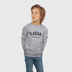 Свитшот хлопковый детский Lidia never alone - motto, цвет: меланж — фото 2