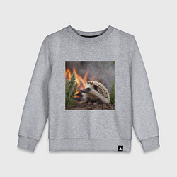 Свитшот хлопковый детский Ёжик в огне, цвет: меланж