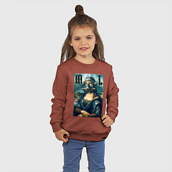 Свитшот хлопковый детский Мона Лиза - стимпанк нейросеть, цвет: кирпичный — фото 2