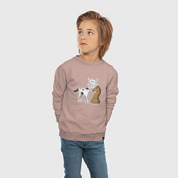 Свитшот хлопковый детский Кошка Хома и шахматный конь, цвет: пыльно-розовый — фото 2