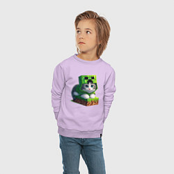 Свитшот хлопковый детский Kitten creeper collaboration - ai art, цвет: лаванда — фото 2