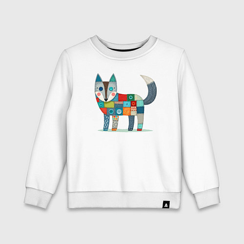 Детский свитшот Funny fox - patchwork ai art / Белый – фото 1