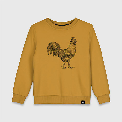 Детский свитшот Новогодний петух / Горчичный – фото 1