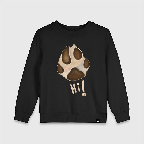 Детский свитшот Лапа собаки акварелью / Черный – фото 1