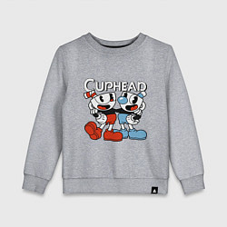 Свитшот хлопковый детский Cuphead and Mugman, цвет: меланж