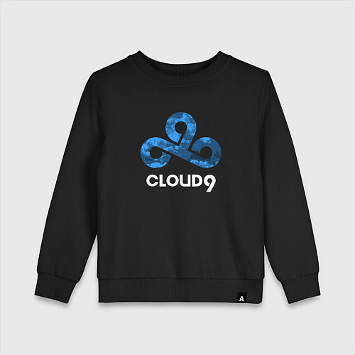 Детский свитшот Cloud9 - blue cloud logo / Черный – фото 1