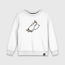 Свитшот хлопковый детский Гусь пожалуй поваляюсь, цвет: белый