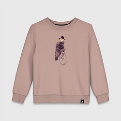 Свитшот хлопковый детский Медведь на велосипеде, цвет: пыльно-розовый