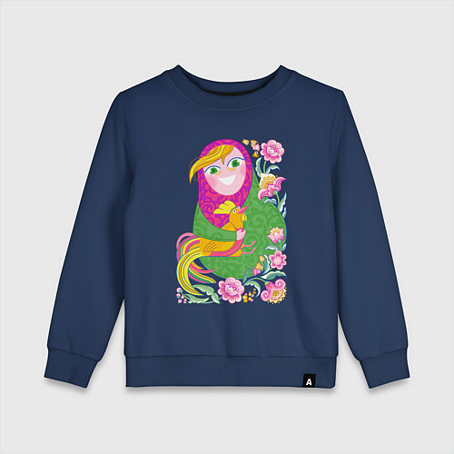Детский свитшот Матрешка и Петушок золотой гребешок / Тёмно-синий – фото 1