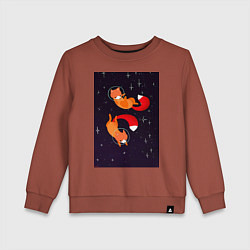 Свитшот хлопковый детский Лисы в невесомости, цвет: кирпичный