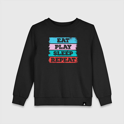 Детский свитшот Eat play sleep repeat / Черный – фото 1