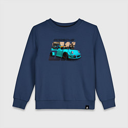 Свитшот хлопковый детский Немецкий спортивный автомобиль Порше, цвет: тёмно-синий