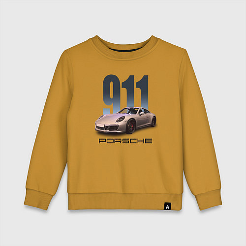 Детский свитшот Порше 911 спортивный автомобиль / Горчичный – фото 1