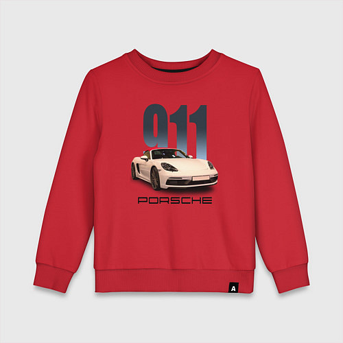 Детский свитшот Немецкий спортивный автомобиль Порше 911 / Красный – фото 1