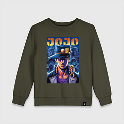 Свитшот хлопковый детский Jojo - Jotaro Kujo ai art, цвет: хаки
