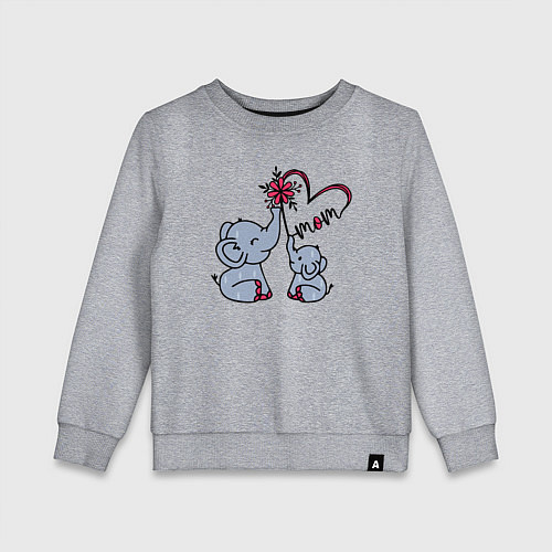 Детский свитшот Слоник с мамой / Меланж – фото 1