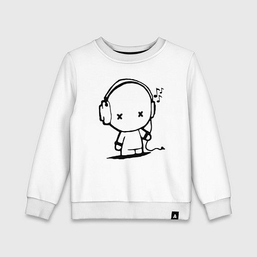 Детский свитшот Человечек в наушниках / Белый – фото 1