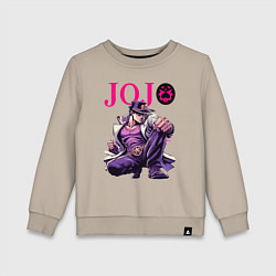 Свитшот хлопковый детский Джотаро Куджо - нейросеть, цвет: миндальный