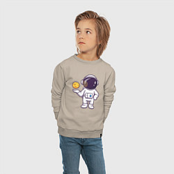 Свитшот хлопковый детский Космонавт и планета, цвет: миндальный — фото 2