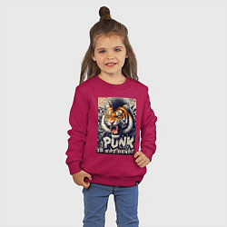 Свитшот хлопковый детский Cool tiger - punks not dead, цвет: маджента — фото 2