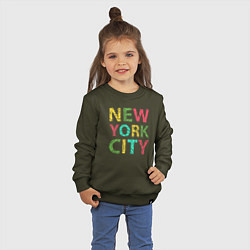 Свитшот хлопковый детский New York city colors, цвет: хаки — фото 2