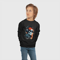 Свитшот хлопковый детский Grunge redhead girl skull, цвет: черный — фото 2
