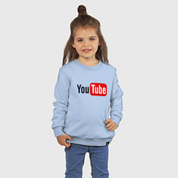 Свитшот хлопковый детский You tube logo, цвет: мягкое небо — фото 2