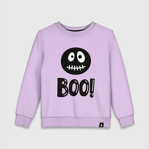 Детский свитшот Страшный черный смайлик: Буу! / Лаванда – фото 1