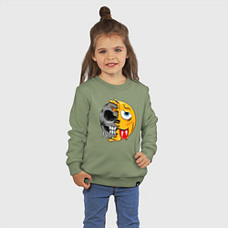 Свитшот хлопковый детский Смайл с языком, цвет: авокадо — фото 2
