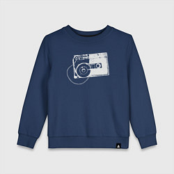 Свитшот хлопковый детский Кассета и плёнка, цвет: тёмно-синий