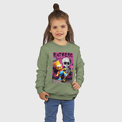 Свитшот хлопковый детский Bart Simpson and skateboard - extreme, цвет: авокадо — фото 2
