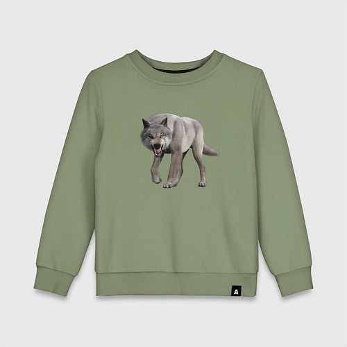 Детский свитшот Волк глядит / Авокадо – фото 1