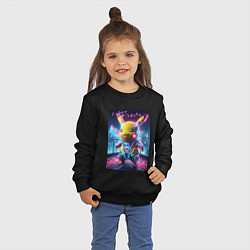 Свитшот хлопковый детский Cyber Pikachu - neon glow ai art fantasy, цвет: черный — фото 2