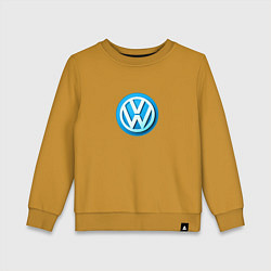 Свитшот хлопковый детский Volkswagen logo blue, цвет: горчичный