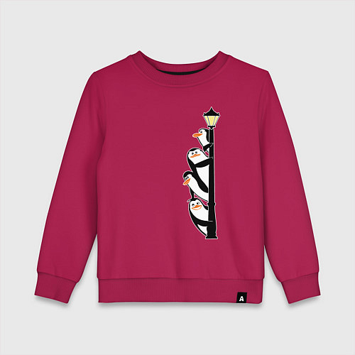 Детский свитшот Пингвины на фонаре / Маджента – фото 1