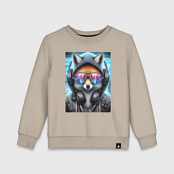 Свитшот хлопковый детский Urban fox - ai art, цвет: миндальный