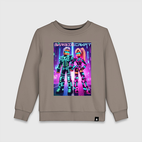 Детский свитшот Barbie and Minecraft - collaboration / Утренний латте – фото 1