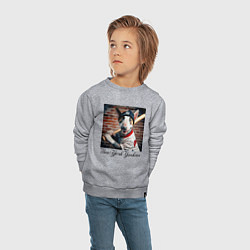 Свитшот хлопковый детский Bull terrier - New York yankees baseball team, цвет: меланж — фото 2