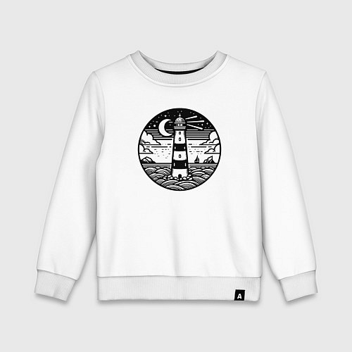Детский свитшот Маяк и ночное море / Белый – фото 1